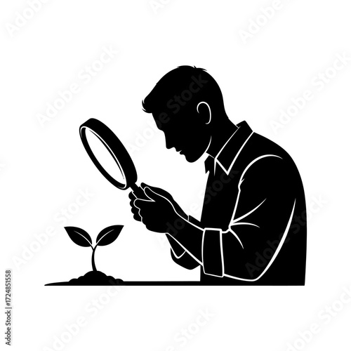 Ecological Graphic Silhouette Male Environmental Scientist Research Conservation Earth