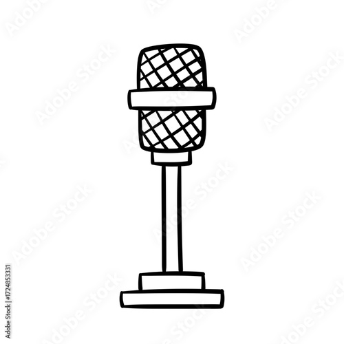 Hand-Drawn Retro Microphone on Stand