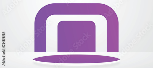 geometric Purple podium for product placement with circular background and editable color