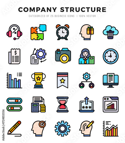icons set. Company Structure for web. app. vector illustration.
