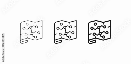 paper map routes icon sign vector