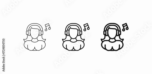 woman listening music icon sign vector
