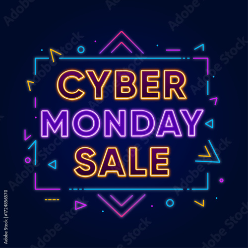 Cyber Monday Glowing Neon Text Effect - Editable Live Text