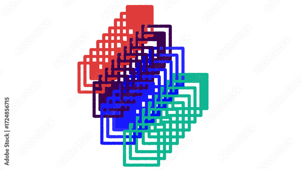 Fototapeta premium Abstract design with colorful squares overlapping each other, creating a modern and vibrant pattern