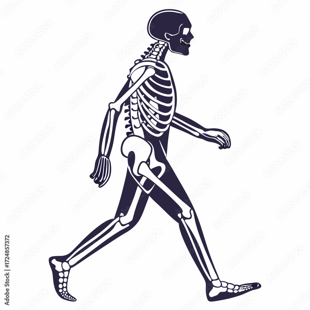 Obraz premium Man bone silhouette in one set of vector illustration style with white background