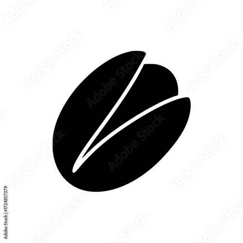 Minimalistic black silhouette of a pistachio nut