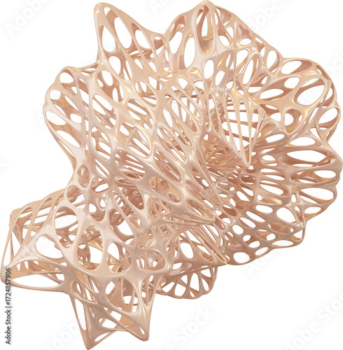 3D Organic nature morphing shape, creative graphic abstract form isolated clipart. Render of geometric biotechnology scientific illustration