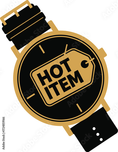 Luxury watch with 'Hot Item' tag, symbolizing a popular or exclusive product.