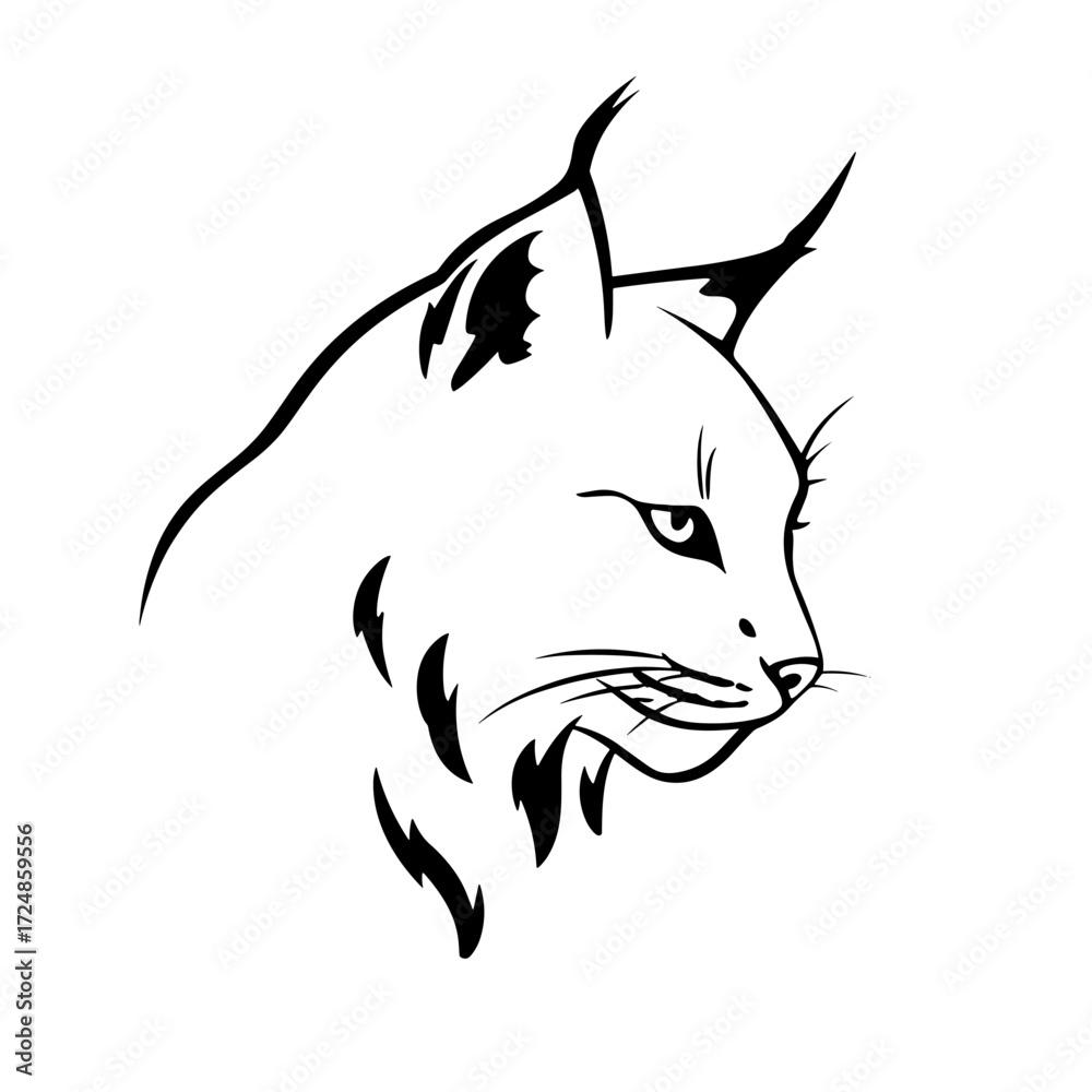 Obraz premium Lynx. Lynx simple black and white line art vector logo