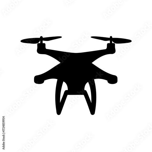 Silhouette of a modern drone with propellers in flight motion illustration