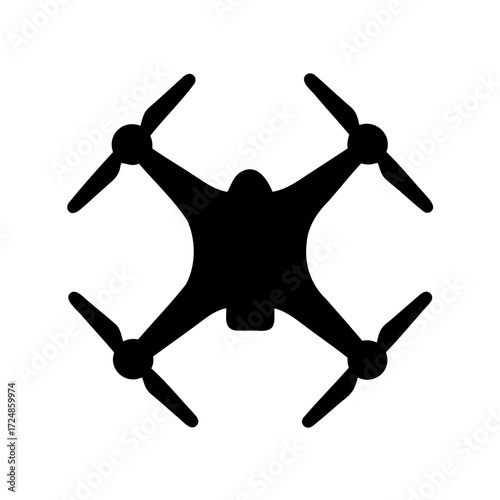 Drone icon in black silhouette with four rotors and central body