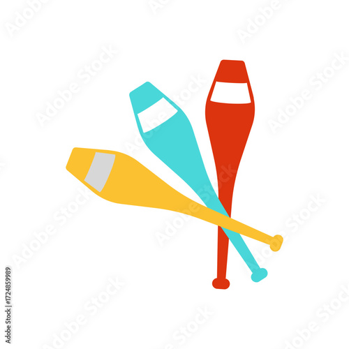 Juggling Clubs Flat Vector Illustration