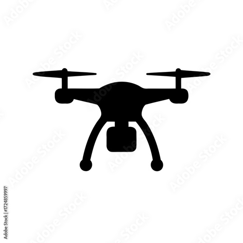 Silhouette of a modern drone with a camera for aerial photography
