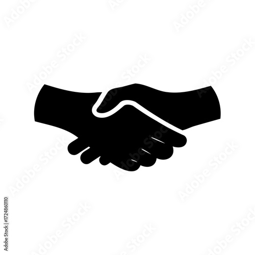 Vector image of two hands shaking signifying agreement and collaboration between parties