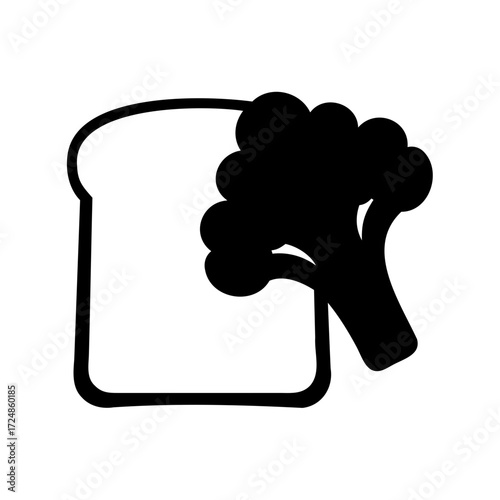 Healthy food illustration showing bread and broccoli for health and well being