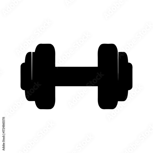 Stylized black dumbbell illustration for fitness, health, and workout purposes
