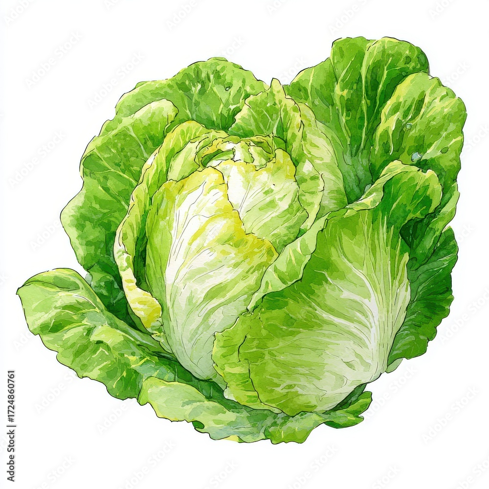 Obraz premium Fresh Green Cabbage Close Up on White Background
