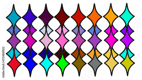 Colorful diamond pattern with various hues, creating a vibrant and eyecatching geometric design