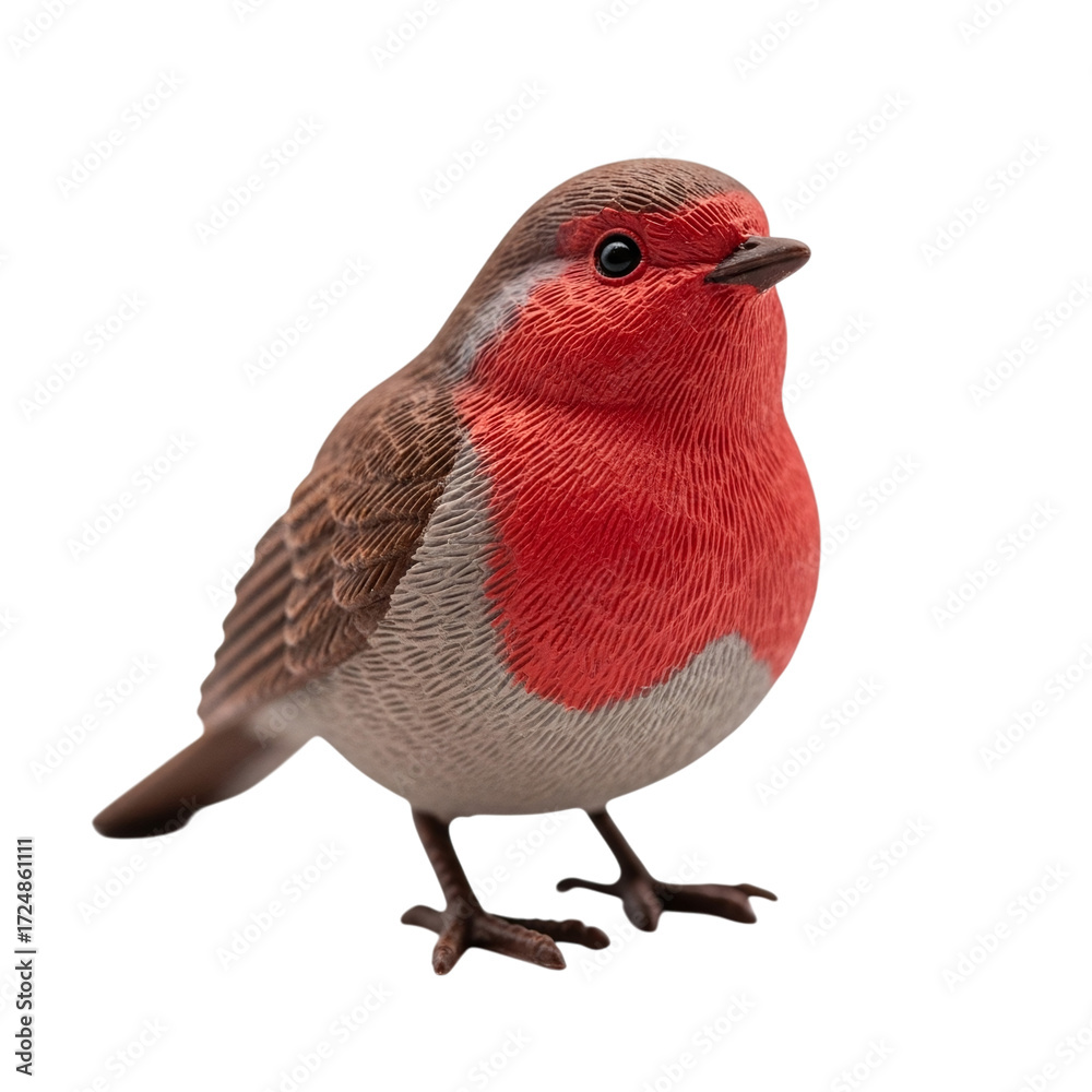 Obraz premium A small robin bird figurine isolated on transparent background