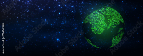 Futuristic map of the planet. World map. Abstract background with glowing planet Earth. Futuristic modern vector illustration.