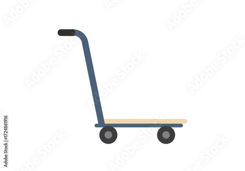 Hand truck illustration with two wheels and a handle for moving objects.