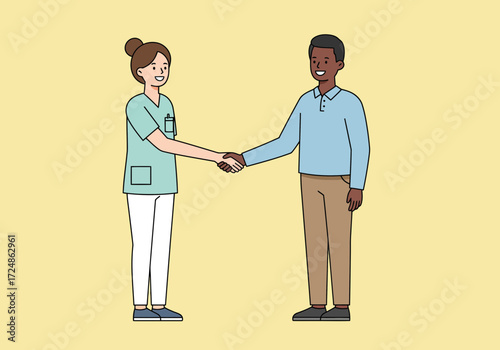 Nurse and Patient Handshake: A Symbol of Trust and Care in Healthcare.