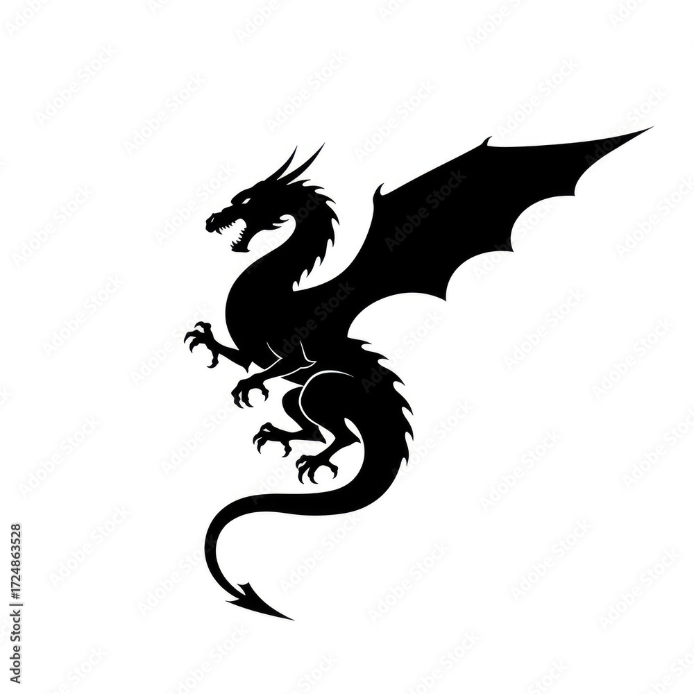 Naklejka premium black and white dragon