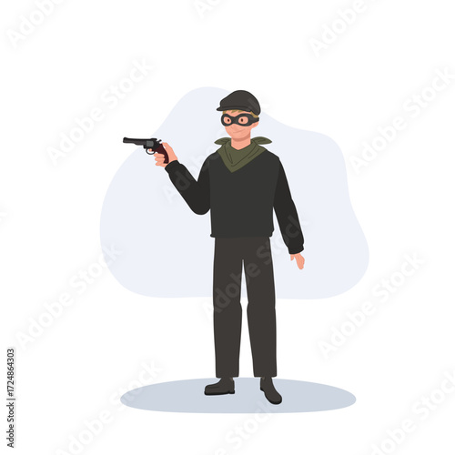 robber thief burglar bandit criminal masked man with gun