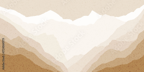 Sunrise in the mountains, sepia shades, retro effect, ridge gradients, vector illustration