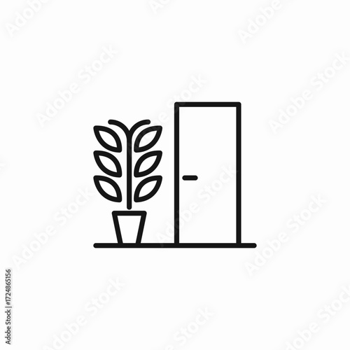 potted plant doorway icon sign vector