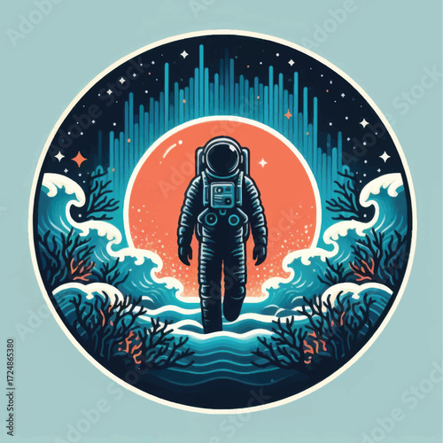 Astronaut explorer walking in a full spacesuit.