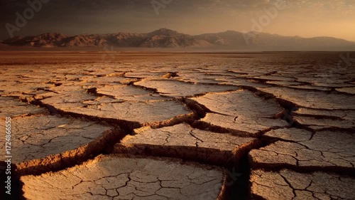 Cracked Earth: A stark, high-angle shot of parched earth reveals a network of deep fissures under a vast sky. Evoking the essence of aridity, this photograph highlights nature's raw power.