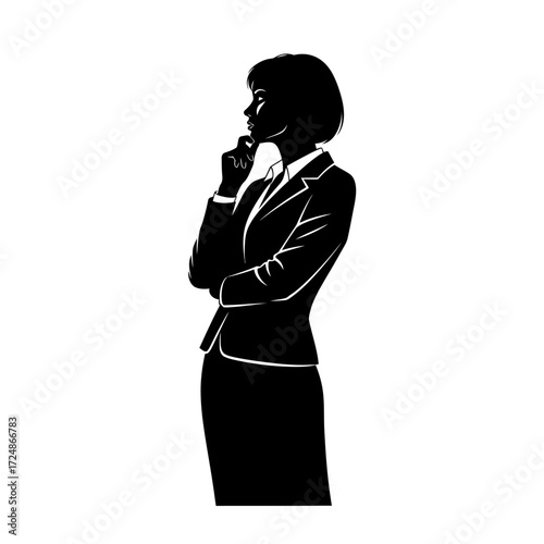 Business Leader in Strategic Thought Sophisticated Vector Silhouette of Corporate Leadership