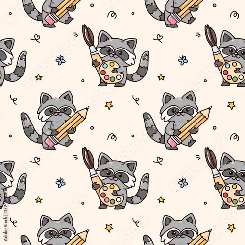 cute vector raccoon