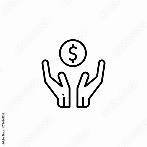 hands holding money icon sign vector
