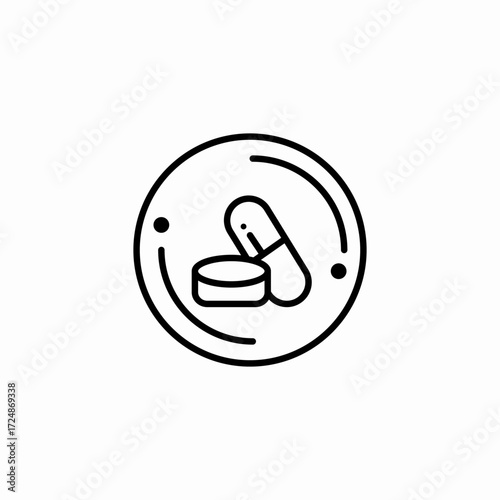 pill capsule circle icon sign vector