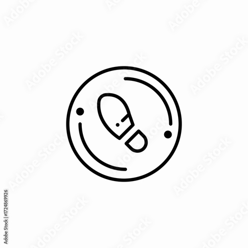 shoe footprint circle icon sign vector