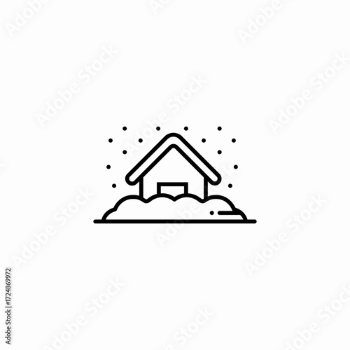 snow-covered house icon sign vector