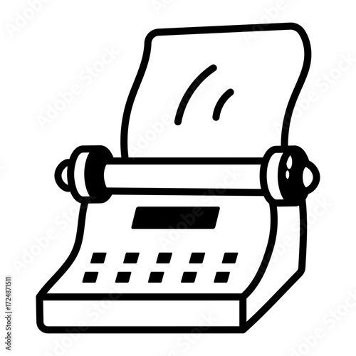 A hand drawn style icon showing a typewriter
