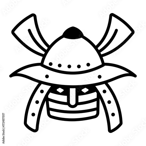 A hand drawn style icon showing a samurai helmet
Samurai, helmet, headgear, headwear, warrior, armour, museum, historical, doodle, drawing, sketchy, vector, icon
