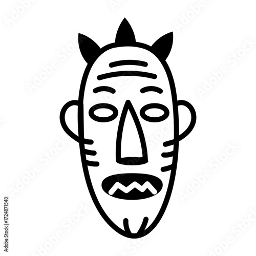 A drawing style icon showing a tribal mask
