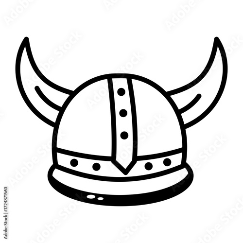 A drawing style icon showing a viking helmet
