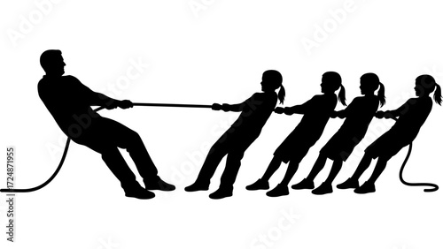 silhouette of a tug of war
