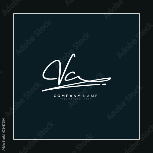 VC Simple Signature Logo - Handwritten Vector Template for V and C Logo