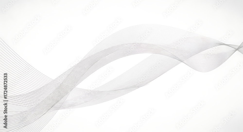 Fototapeta premium Abstract White Background with Flowing Gray Wavy Lines and Subtle Gradients Keywords: abstract