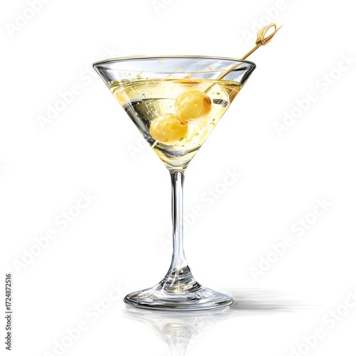 Wallpaper Mural Classic Martini with Olives in Elegant Glass, Cocktail Hour, Sophisticated Drink, Premium Alcohol Beverage Torontodigital.ca