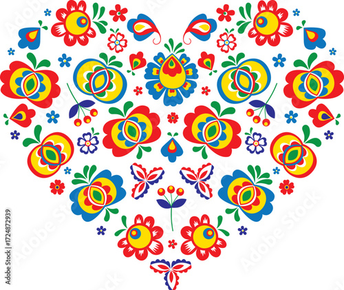 Moravian folklore ornaments folded into a heart shape
