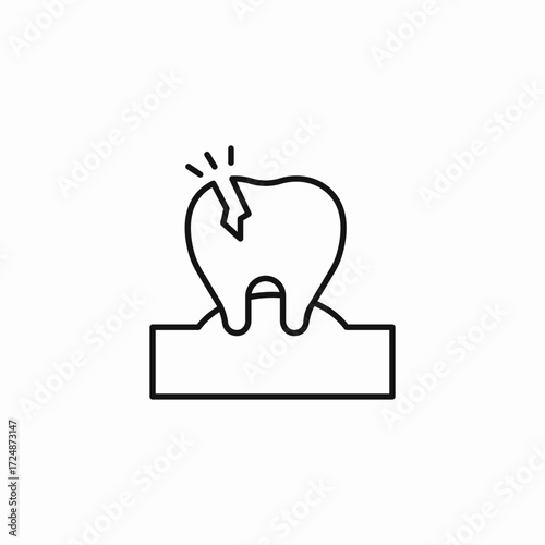 cracked tooth gingiva icon sign vector