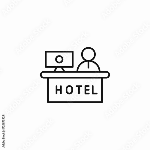 hotel front desk icon sign vector