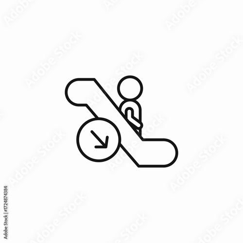 person down escalator icon sign vector